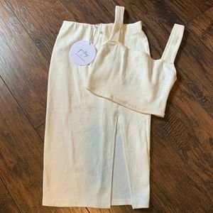 Princess Polly Ribbed White Midi Skirt